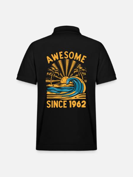Awesome Since 1962 Birthday Beach - Stanley/Stella Unisex Organic Polo Shirt PREPSTER - black