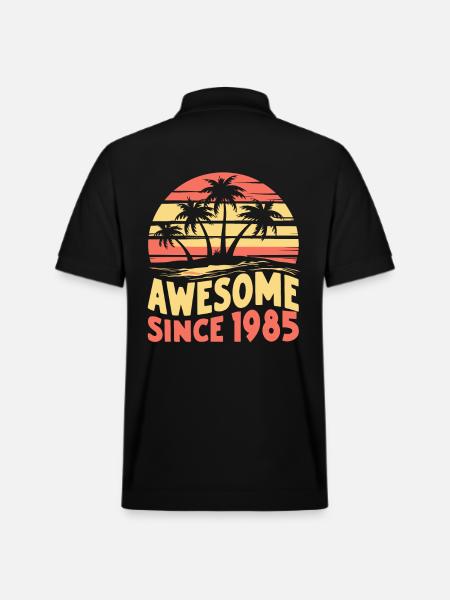 Awesome Since 1985 Birthday - Stanley/Stella Unisex Organic Polo Shirt PREPSTER - black
