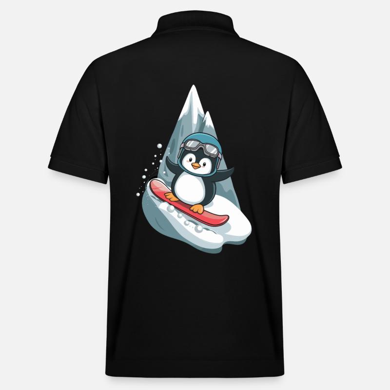 Coole Pinguin Snowboard Abenteuer - Stanley/Stella Unisex Bio-Poloshirt PREPSTER - Schwarz
