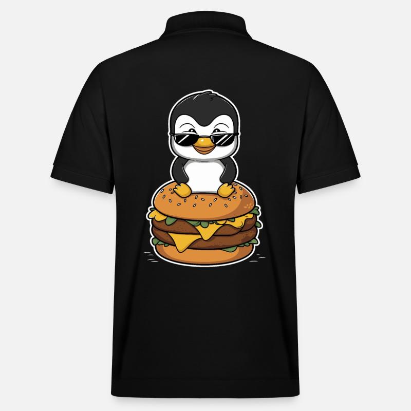 Cooler Pinguin Mit Burger - Stanley/Stella Unisex Bio-Poloshirt PREPSTER - Schwarz