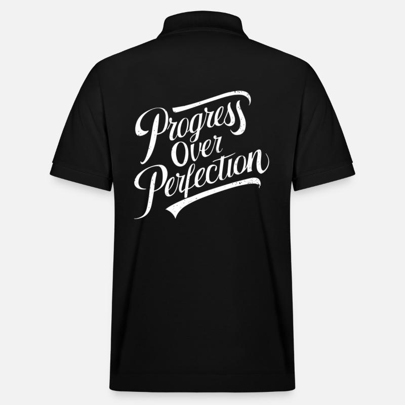 Progress over perfection Motivation - Stanley/Stella Unisex Organic Polo Shirt PREPSTER - black