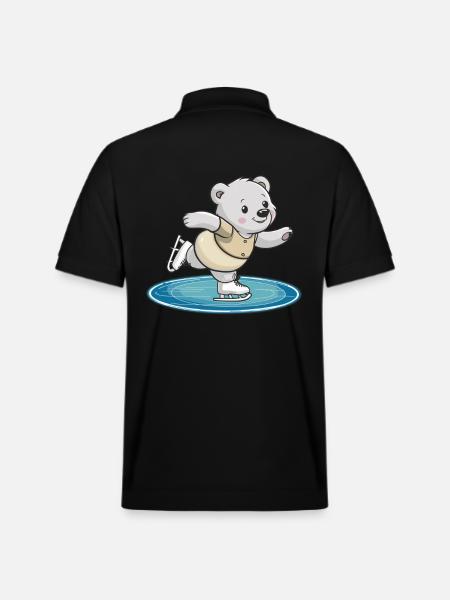 -skating bear on surface - Stanley/Stella Unisex Organic Polo Shirt PREPSTER - black