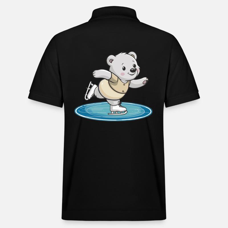 Eislaufender Bär auf Eisfläche - Stanley/Stella Unisex Bio-Poloshirt PREPSTER - Schwarz
