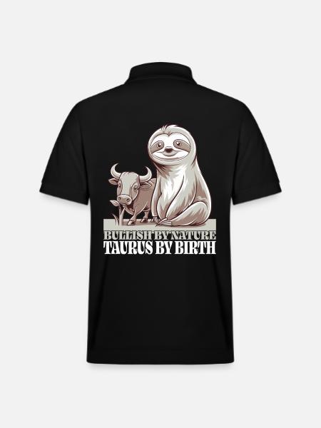 Taurus Zodiac Sign Sloth - Stanley/Stella Unisex Organic Polo Shirt PREPSTER - black