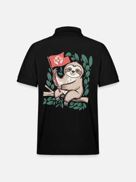 Eco-friendly sloth with environmental flag - Stanley/Stella Unisex Organic Polo Shirt PREPSTER - black