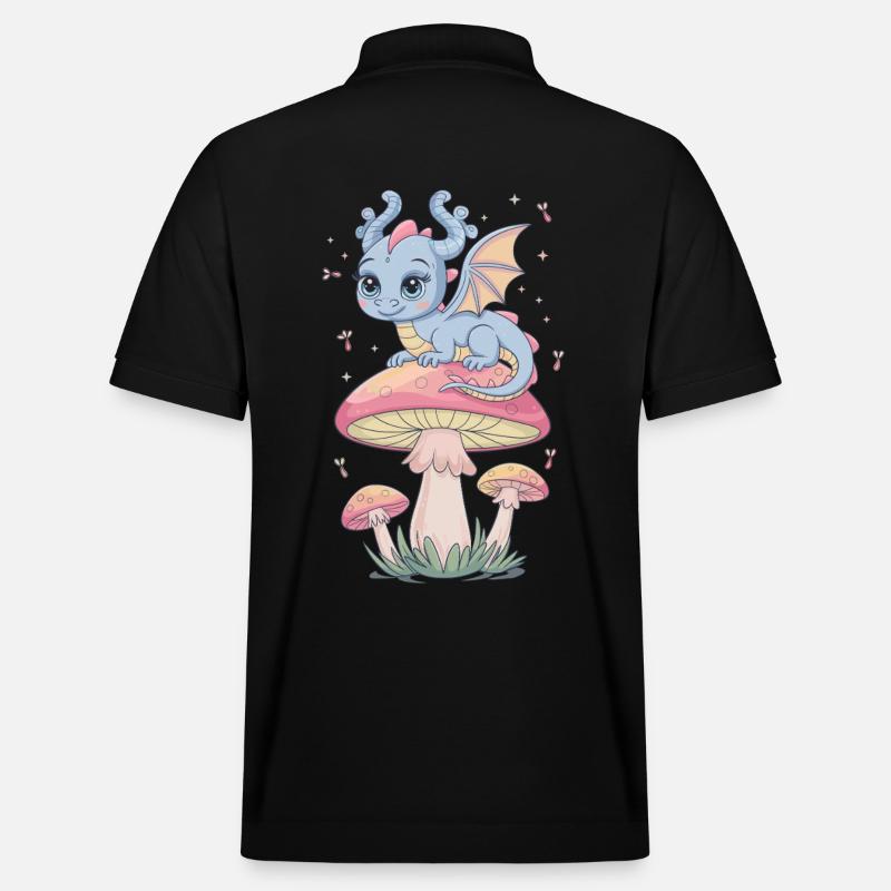 Dragon d’évasion fantaisiste sur champignon - Polo PREPSTER bio Stanley/Stella Unisexe - noir