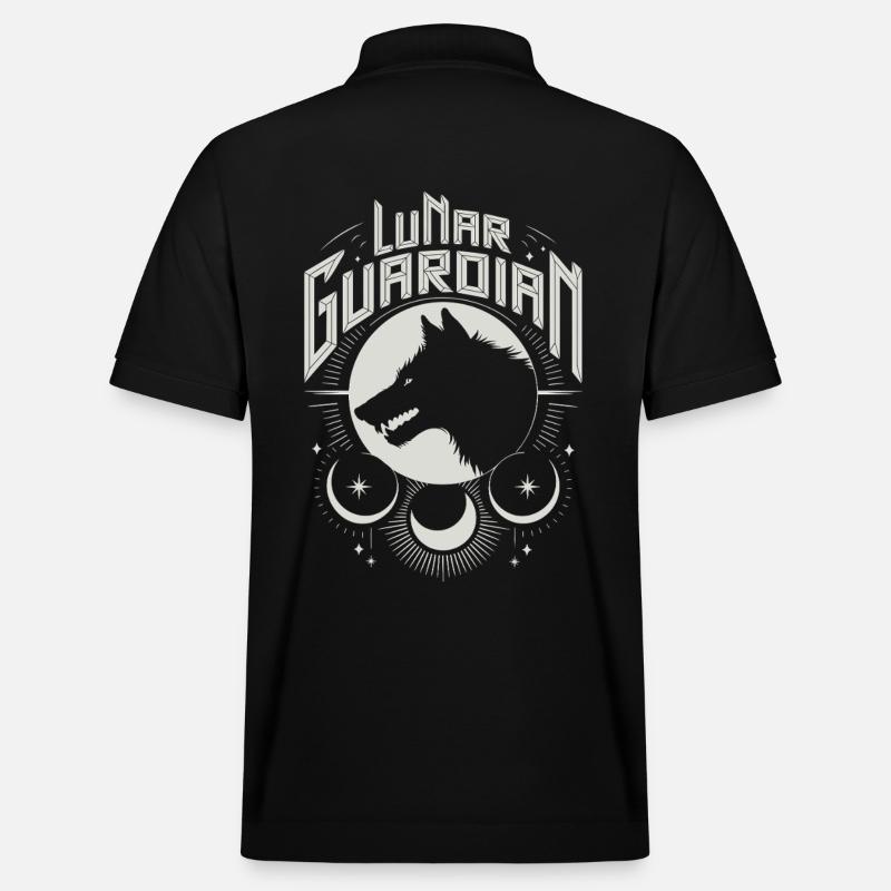 Lunar Guardian Wolf Silhouette Kunst - Stanley/Stella Unisex Bio-Poloshirt PREPSTER - Schwarz