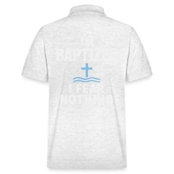 Ich Bin Getauft Fürchte Nichts - Stanley/Stella Unisex Bio-Poloshirt PREPSTER - Weiß meliert - Hinten - Andy (188cm)