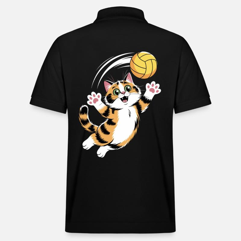 Chat joueur avec volley-ball - Polo PREPSTER bio Stanley/Stella Unisexe - noir