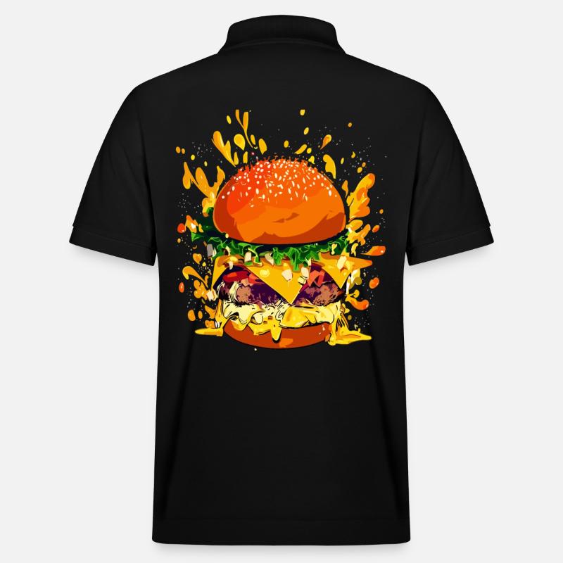 Extravaganter Cheeseburger mit Käse Splatter - Stanley/Stella Unisex Bio-Poloshirt PREPSTER - Schwarz