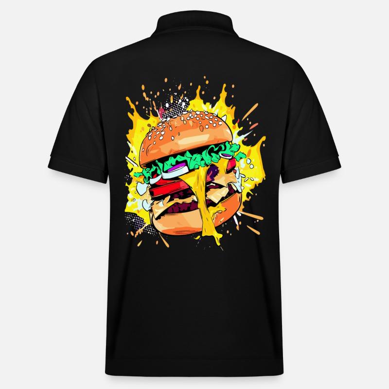 Extra Käse Burger Cheeseburge - Stanley/Stella Unisex Bio-Poloshirt PREPSTER - Schwarz