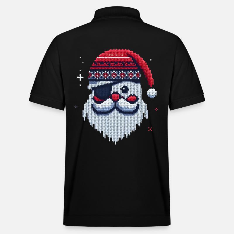 Weihnachtsmann Kawaii Strickmuster - Stanley/Stella Unisex Bio-Poloshirt PREPSTER - Schwarz