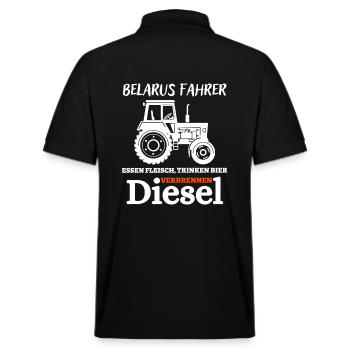 MTS-Belarus Fahrer trinken Bier verbrennen Diesel - Stanley/Stella Unisex Bio-Poloshirt PREPSTER - Schwarz - Hinten - Andy (188cm)