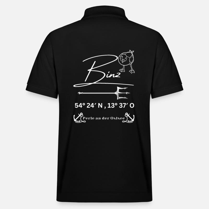 Binz-Möwe-Anker-Ostsee-Koordinaten - Stanley/Stella Unisex Bio-Poloshirt PREPSTER - Schwarz
