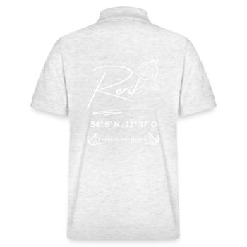 Rerik-Möwe-Anker-Ostsee-Koordinaten - Stanley/Stella Unisex Bio-Poloshirt PREPSTER - Weiß meliert - Hinten - Andy (188cm)