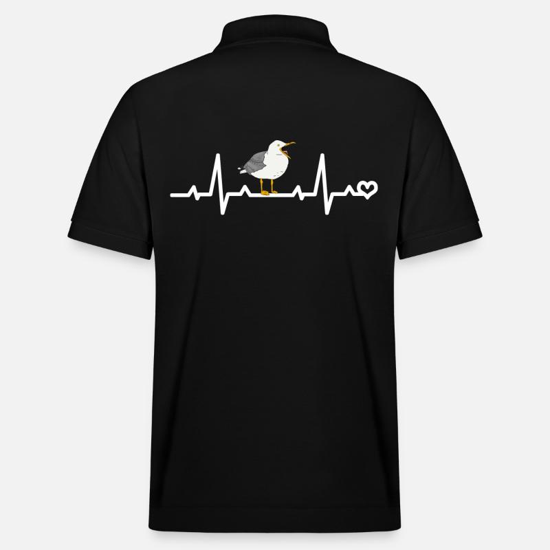 Möwe Herzfrequenz EKG - Stanley/Stella Unisex Bio-Poloshirt PREPSTER - Schwarz