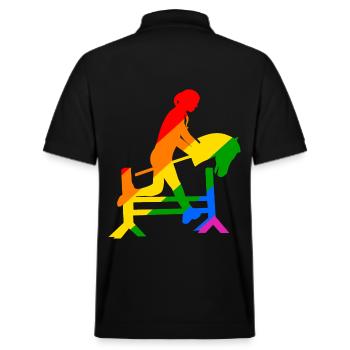 buntes Steckenpferd Hobbyhorsing - Stanley/Stella Unisex Bio-Poloshirt PREPSTER - Schwarz - Hinten - Andy (188cm)