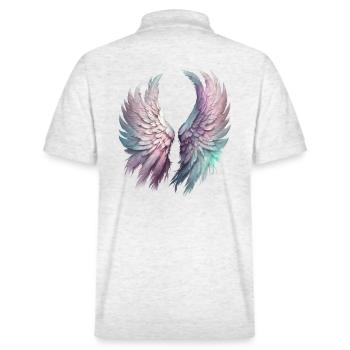 Ätherische Pastellflügel - Stanley/Stella Unisex Bio-Poloshirt PREPSTER - Weiß meliert - Hinten - Andy (188cm)