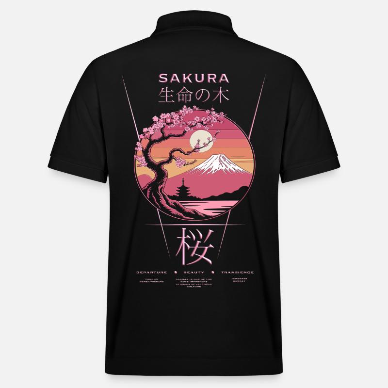 Sakura - Japan - Stanley/Stella Unisex Bio-Poloshirt PREPSTER - Schwarz