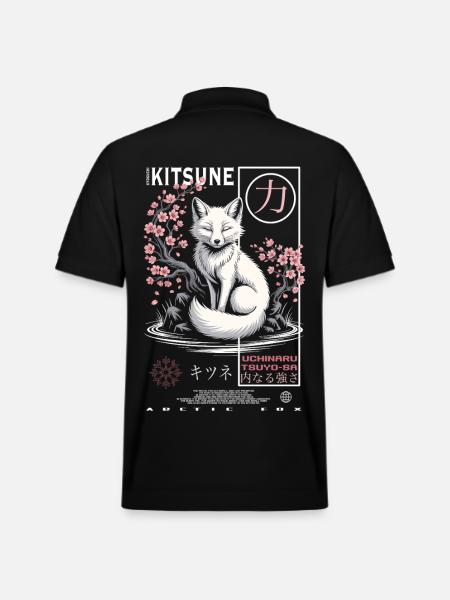 Kitsune Fuchs - japanisch asiatisch - Stanley/Stella Unisex Bio-Poloshirt PREPSTER - Schwarz
