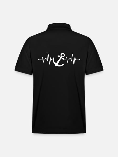 Maritime Heartbeat - Stanley/Stella Unisex Organic Polo Shirt PREPSTER - black