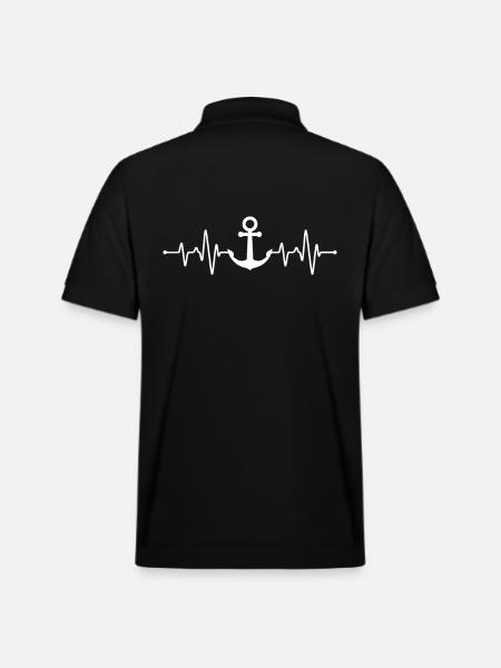 Maritime Heartbeat - Stanley/Stella Unisex Organic Polo Shirt PREPSTER - black