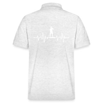 Herzschlag Paddel - Stanley/Stella Unisex Bio-Poloshirt PREPSTER - Weiß meliert - Hinten - Andy (188cm)