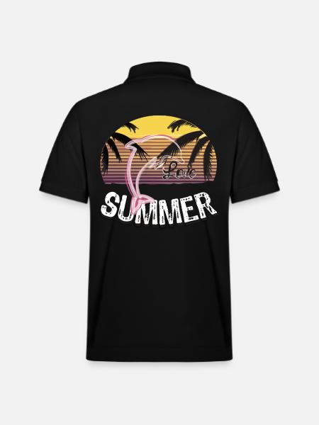 Sunset with dolphin - Stanley/Stella Unisex Organic Polo Shirt PREPSTER - black