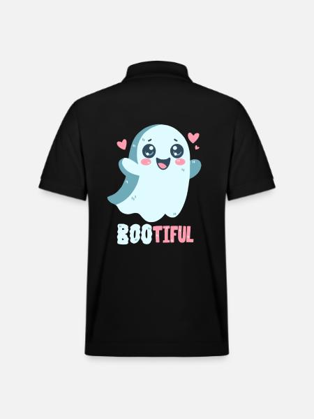 Ghost Pun - Bootiful - Boo! - Stanley/Stella Unisex Organic Polo Shirt PREPSTER - black