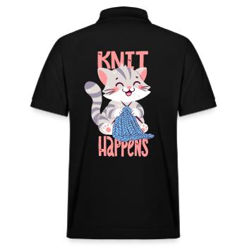 Knit Happens - Stanley/Stella Unisex Bio-Poloshirt PREPSTER - Schwarz - Hinten - Andy (188cm)