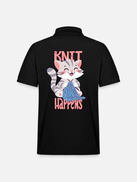 Knit Happens - Stanley/Stella Unisex Organic Polo Shirt PREPSTER - black