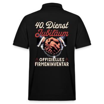 40-jarig jubileum bedrijf jubileumcadeau - Stanley/Stella uniseks bio poloshirt PREPSTER - zwart - Achter - Andy (188cm)