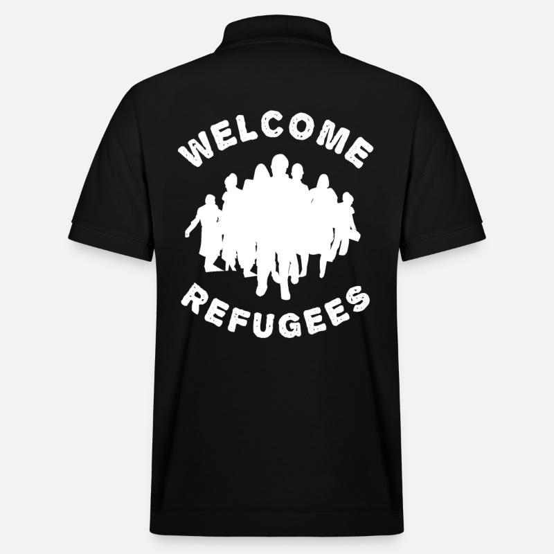 Willkommen Flüchtlinge - Stanley/Stella Unisex Bio-Poloshirt PREPSTER - Schwarz