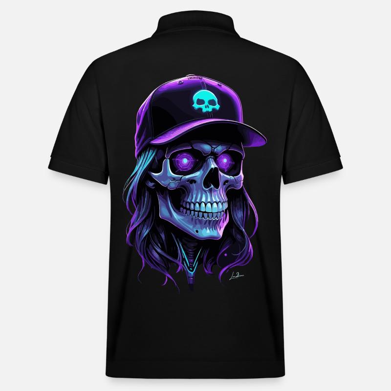 Crâne lueur violet hippie casquette - Polo PREPSTER bio Stanley/Stella Unisexe - noir
