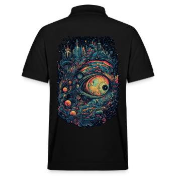 Trippy Explosion - Psychedelic Motif - Stanley/Stella Unisex Organic Polo Shirt PREPSTER - black - Back - Andy (188cm)