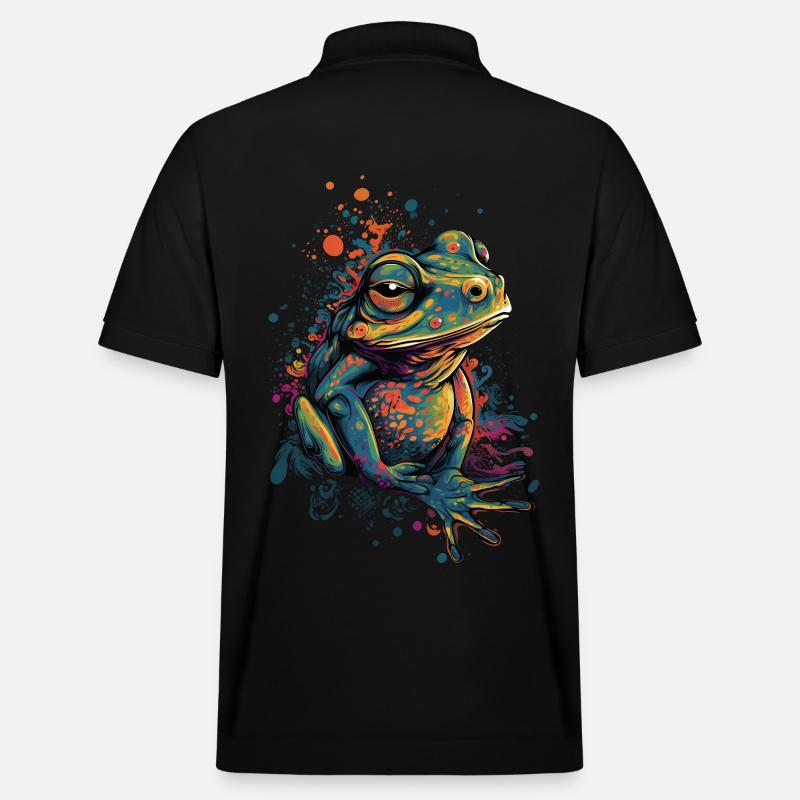 Trippy Frosch - Psychedelisches Motiv - Stanley/Stella Unisex Bio-Poloshirt PREPSTER - Schwarz