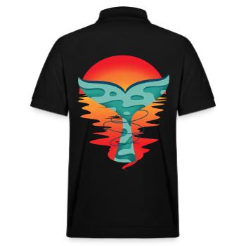 Océan coucher de soleil poisson salutation aileron de requin Ahoy - Polo PREPSTER bio Stanley/Stella Unisexe - noir - Dos - Andy (188cm)