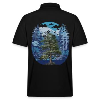 tree, forest, nature, wilderness, deciduous tree, fir, pine - Stanley/Stella Unisex Organic Polo Shirt PREPSTER - black - Back - Andy (188cm)
