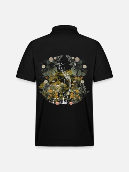 Rådyr, Krondyr, Sverige, Skandinavien, Natur, Flora - Stanley/Stella PREPSTER økologisk unisex poloshirt - sort