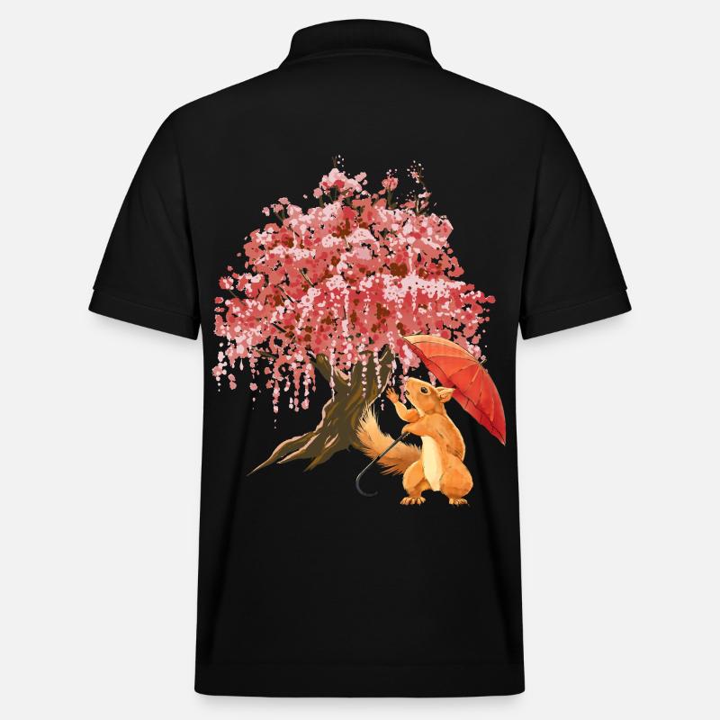 Eichhörnchen Regenschirm Wald - Stanley/Stella Unisex Bio-Poloshirt PREPSTER - Schwarz