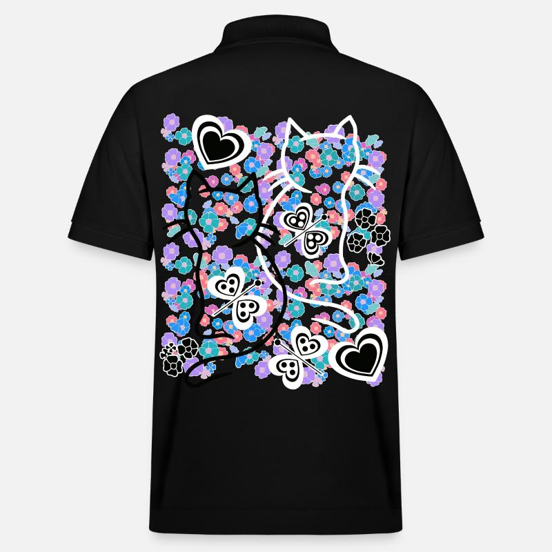 Retro Katze 60er - Stanley/Stella Unisex Bio-Poloshirt PREPSTER - Schwarz