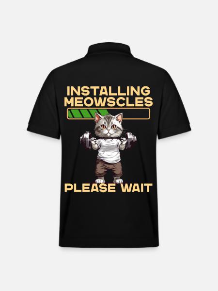 Meowscles Morsom Katt Bodybuilder Trening - Stanley/Stella PREPSTER økologisk unisex-poloskjorte - svart