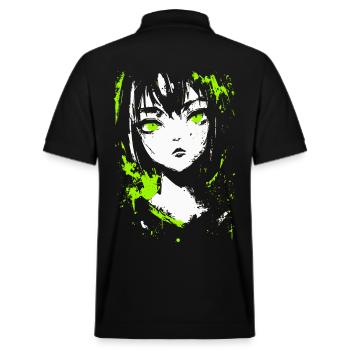 Grunge Anime Girl – Neon Look for Dark Aesthetic - Stanley/Stella Unisex Organic Polo Shirt PREPSTER - black - Back - Andy (188cm)