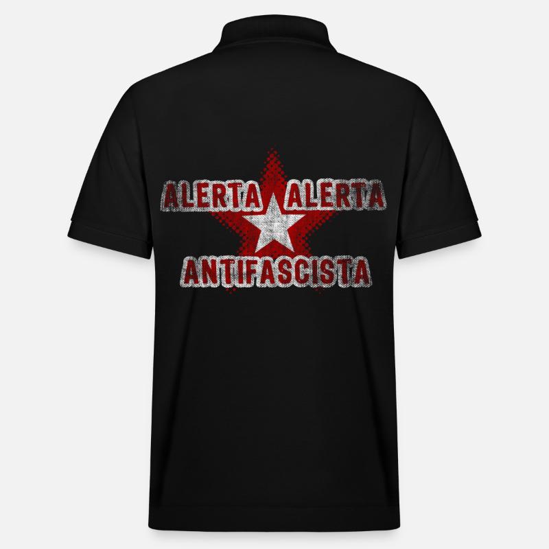 Spruch Stern Antifa - Stanley/Stella Unisex Bio-Poloshirt PREPSTER - Schwarz
