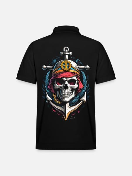 Navy Anchor Skull - Stanley/Stella Unisex Organic Polo Shirt PREPSTER - black