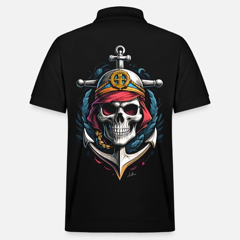 Crâne ancre marine - Polo PREPSTER bio Stanley/Stella Unisexe - noir
