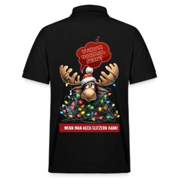 LUSTIGER ELCH | Weihnachtspulli | ugly sweater - Stanley/Stella Unisex Bio-Poloshirt PREPSTER - Schwarz - Hinten - Andy (188cm)