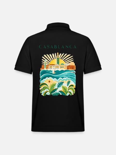 Casablanca Coastal Idyll Illustration - Stanley/Stella Unisex Organic Polo Shirt PREPSTER - black