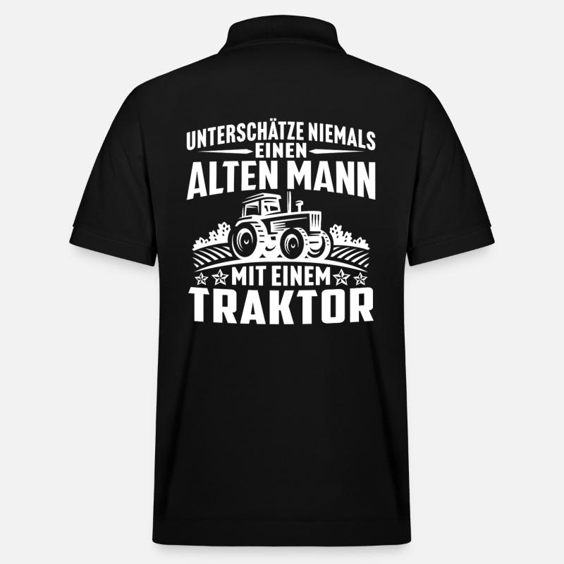 Alten mann mit einem traktor - Stanley/Stella Unisex Bio-Poloshirt PREPSTER - Schwarz