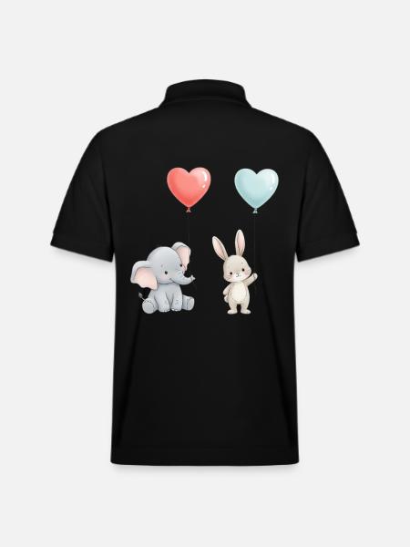Elefant Kanin Kærlighed Ballon Hjerte Sød - Stanley/Stella PREPSTER økologisk unisex poloshirt - sort